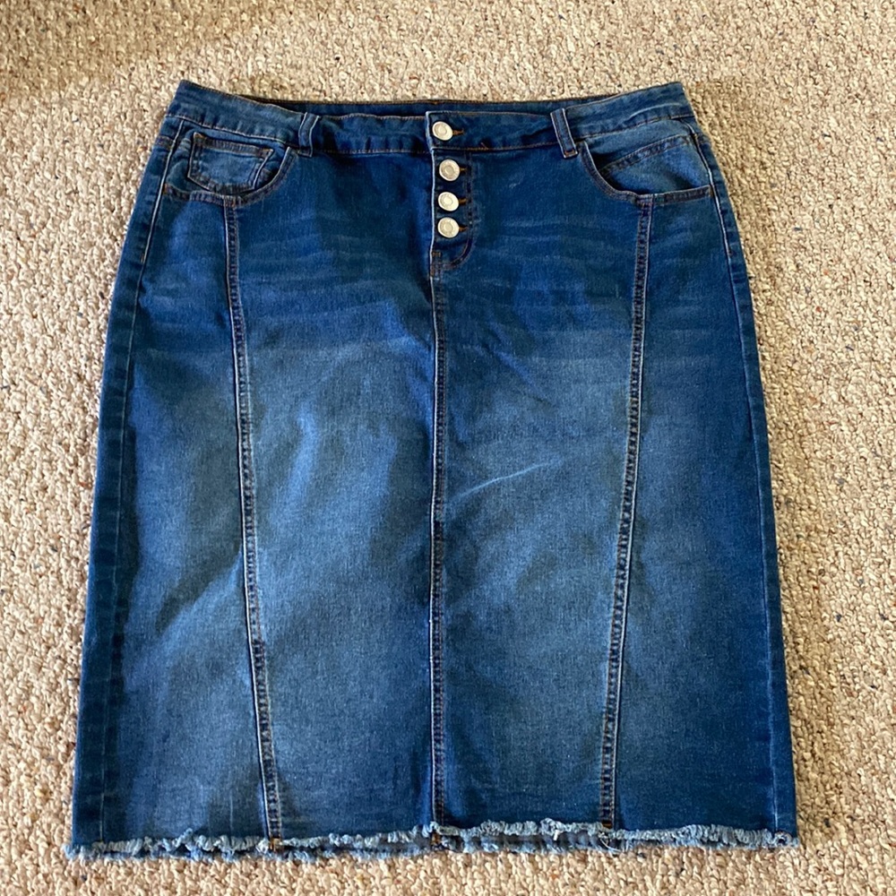 Be-Girl Denim Skirt with frayed hem